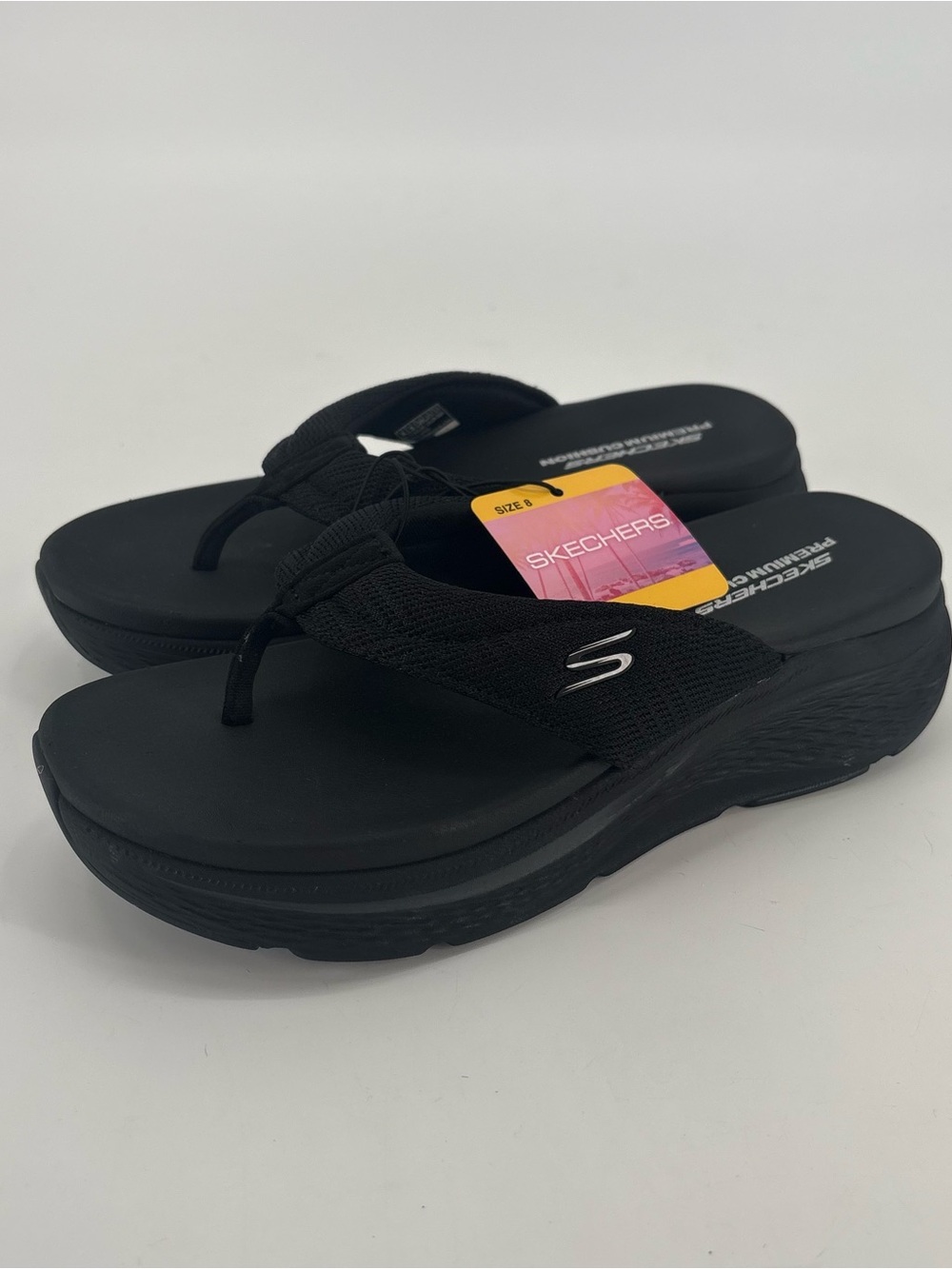 Skechers Women's Black Platform Thong Sandals